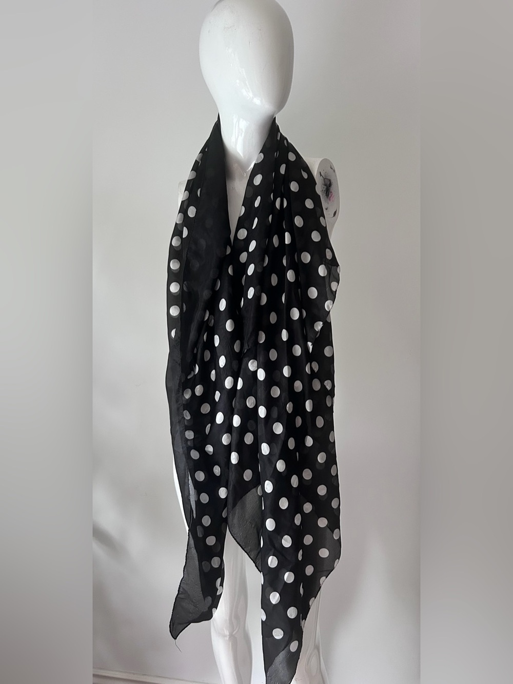 Black Polka Dot Lightweight Scarf
